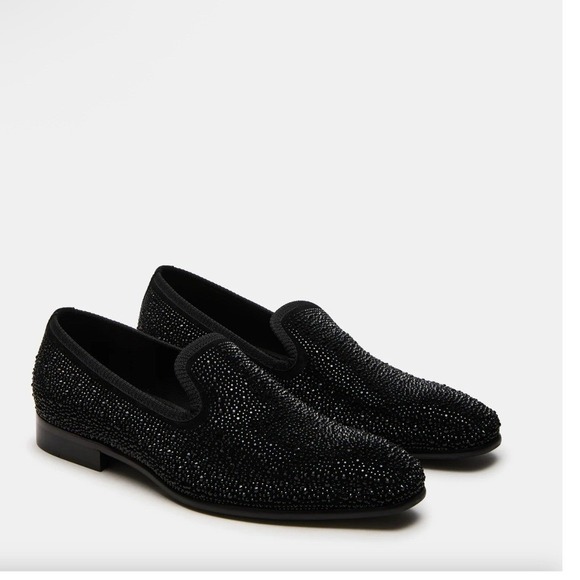 Steve Madden Mens Black Rhinestone Loafers Dress Shoes SZ 9.5 main image 5